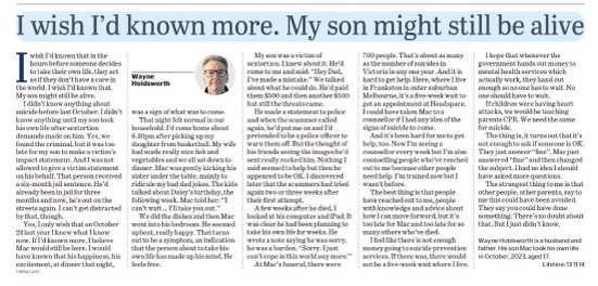 I wish I’d known more. My son might still be alive